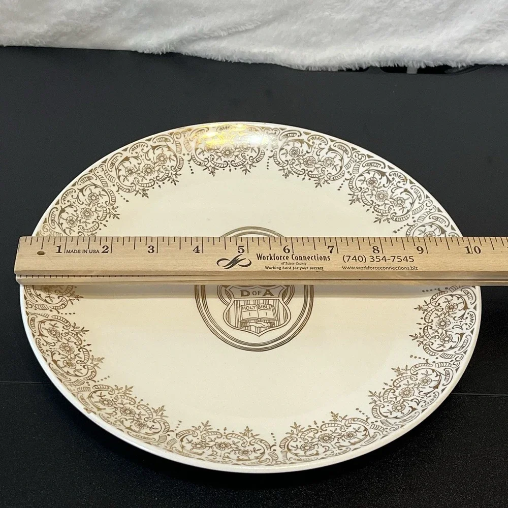 Glamour American Limoges Plate Daughters Of America Holy Bible 22K Gold Trim USA